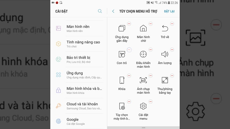 Menu hỗ trợ l&agrave; trợ năng tương tự với n&uacute;t home ảo tr&ecirc;n iPhone v&agrave; iPad